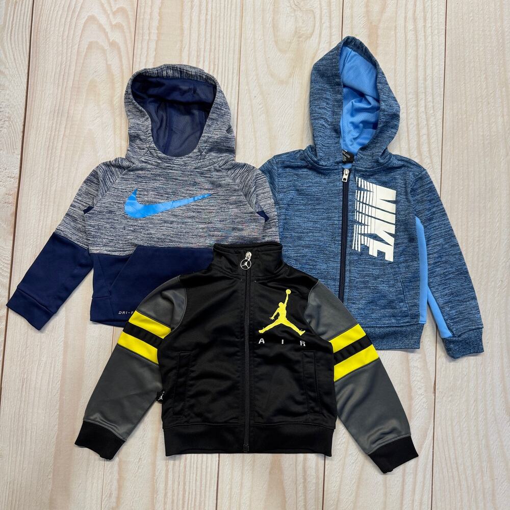 Lot Of 3 Nike Jorden Boys Toddler 2T Sweatshirt Hoodie Full Zip Fleece Lined